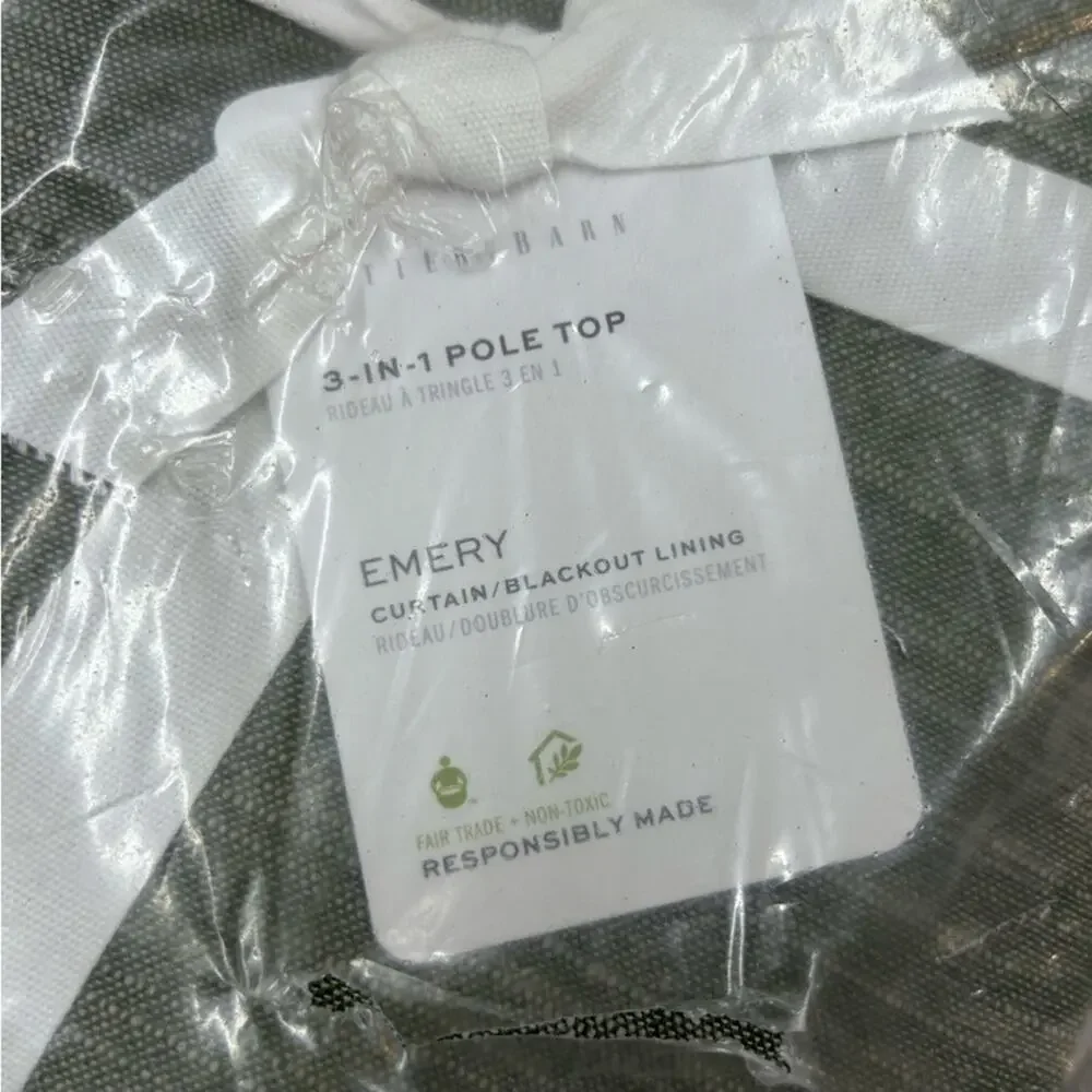 Pottery Barn Emery Linen Blackout Curtain Loden Green Window Panel Drape NWT
